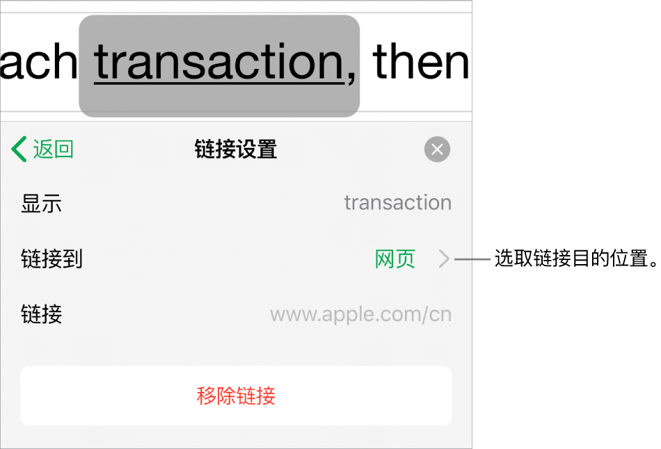iPhone 上的 Numbers 表格中链接到网页、电子邮件或工作表