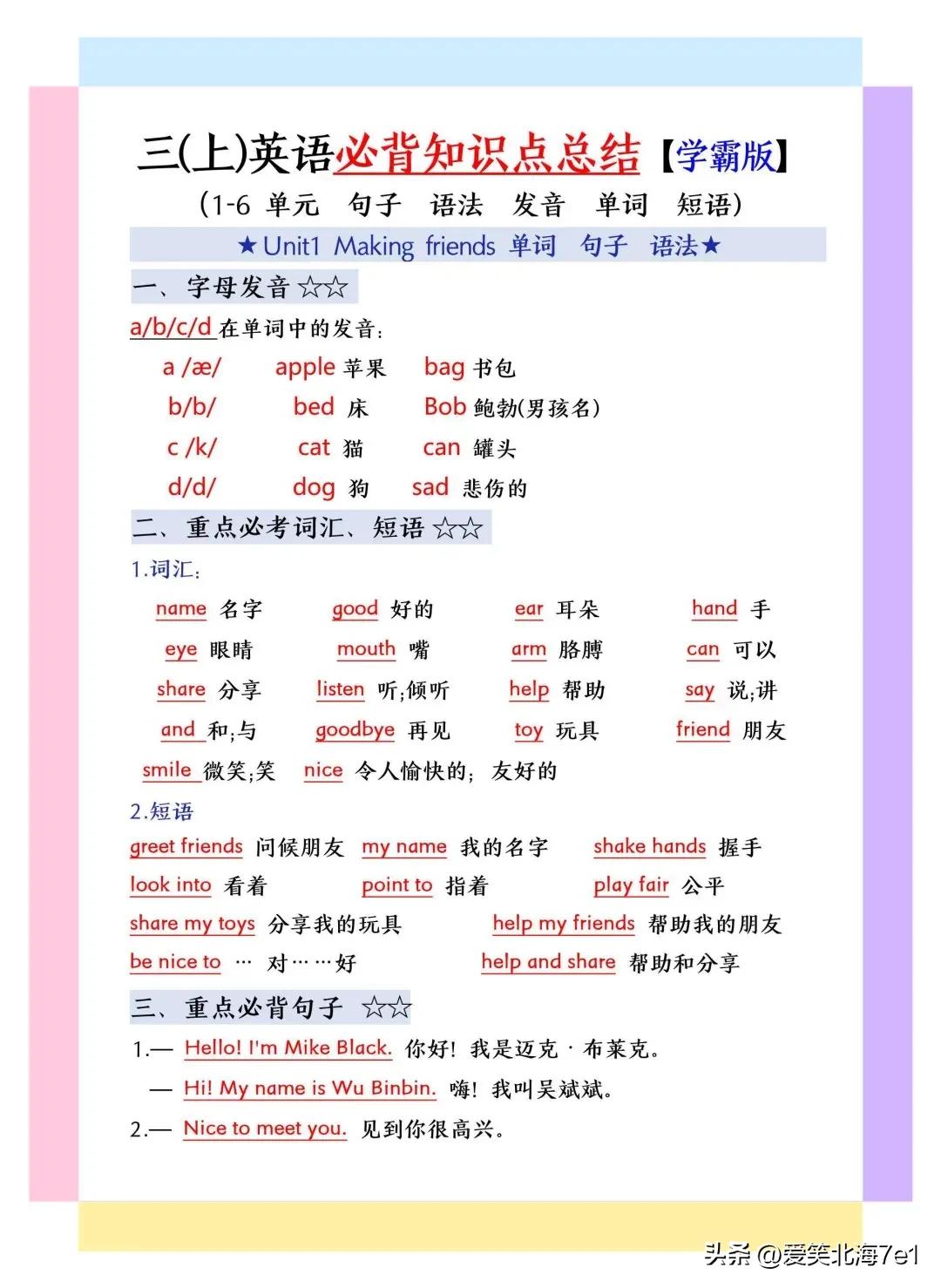 三年级上册英语必背考点_英语三年级上册_字母发音规律总结