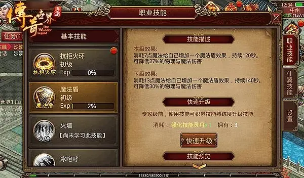 传奇世界2法师雷电术_法师技能属性介绍_法师职业技能详解
