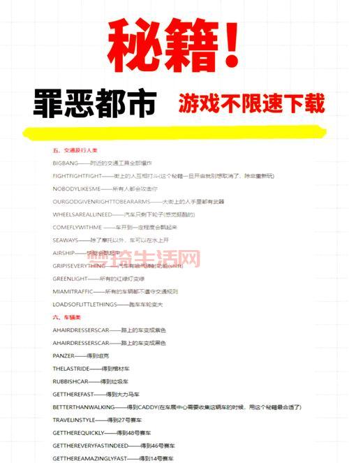 侠盗飞车狂野之城秘籍大全，让你称霸街头！