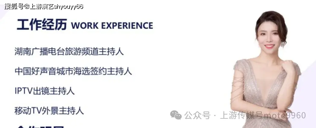 湖南广播电台旅游频道主持人，中国好声音城市海选签约主持；湖南卫视新闻主播