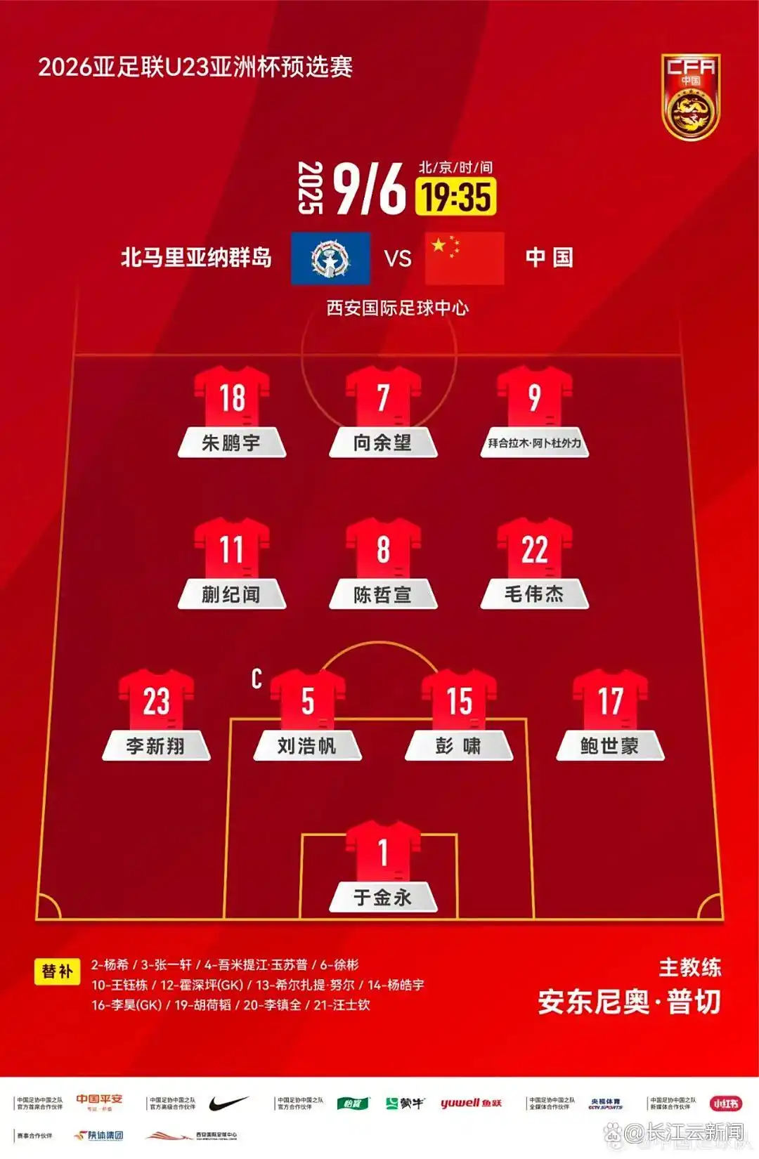 u22国足10比0北马里亚纳群岛_2025年U23亚洲杯预选赛D组第二轮 中国队 对阵 北马里亚纳群岛 30982观众 王钰栋 2球3助攻 拜合拉木 帽子戏法