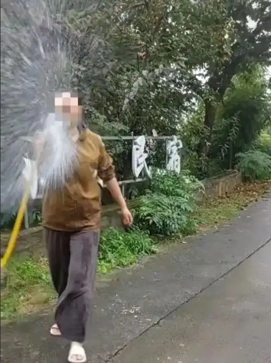 景区回应游客捡板栗壳被说成偷东西_连云港花果山景区游客捡拾板栗冲突_民宿老板娘用水枪喷游客事件