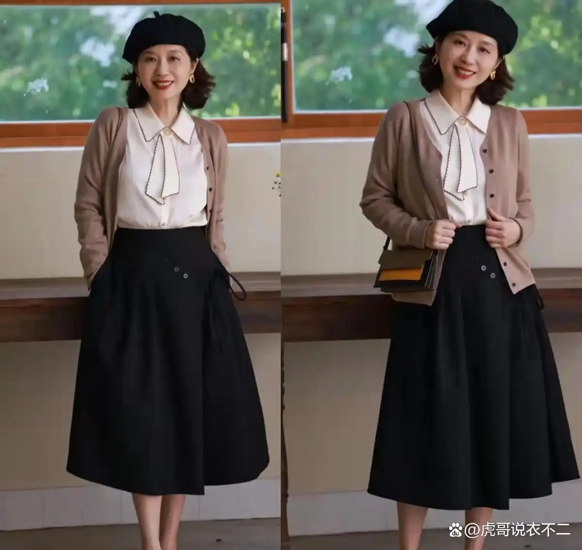 低调质感配色_内敛女性服装搭配_46岁女人穿衣服