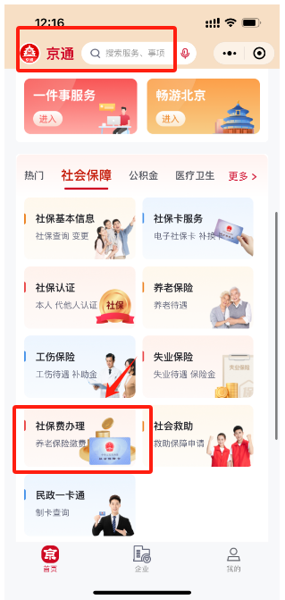 2024年北京城乡居民医疗保险缴费入口