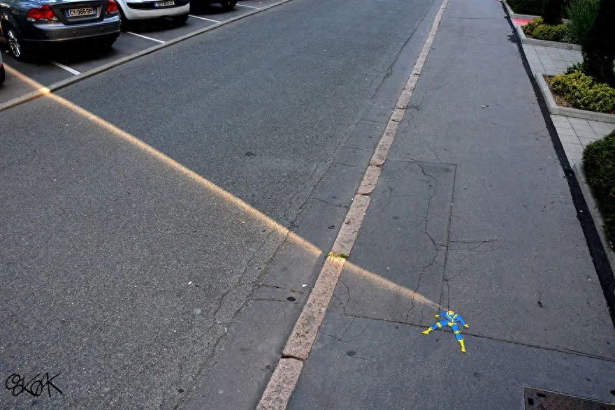 涂鸦艺术家奥科克 人行道涂鸦作品 涂鸦创意艺术_艺术涂鸦