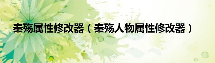 秦殇前传修改器_秦殇属性修改器_秦殇人物属性修改器使用教程