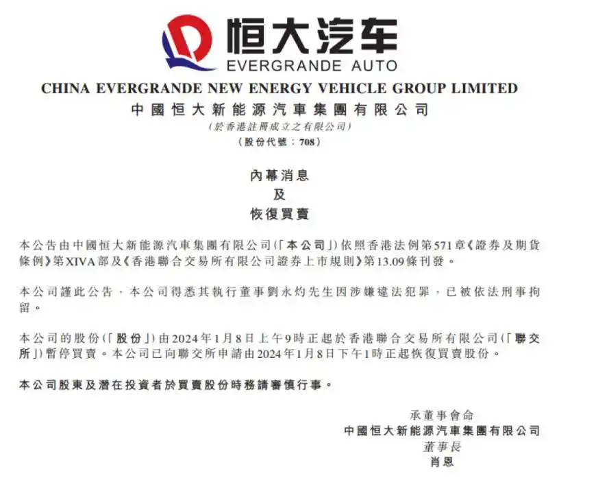 恒大汽车刘永灼被抓_许家印“铁杆心腹”被罚_许家印被捕后恒大汽车股价闪崩