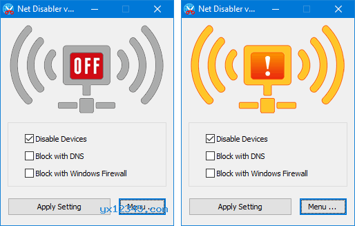 NetDisabler打开与禁用网络状态截图