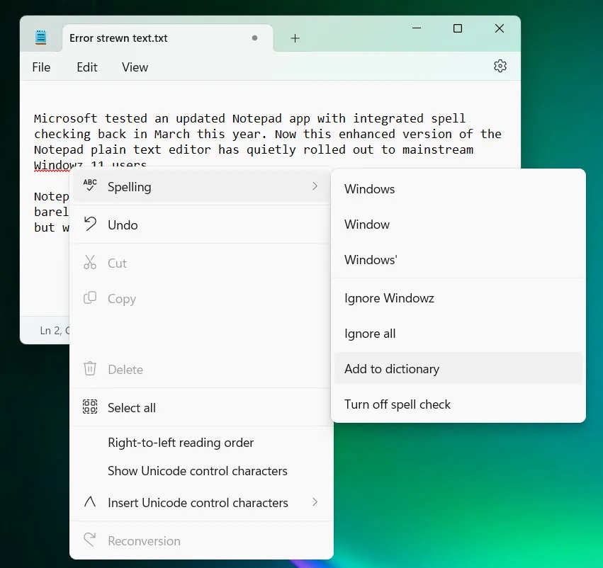 怎么取消记事本打开方式_Windows记事本拼写检查功能_微软记事本新功能Tab标签
