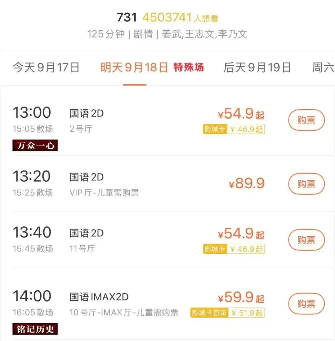731电影 全球首映式 预售票房破亿_731电影 警钟长鸣 特殊场次安排_电影《731》今日正式上映
