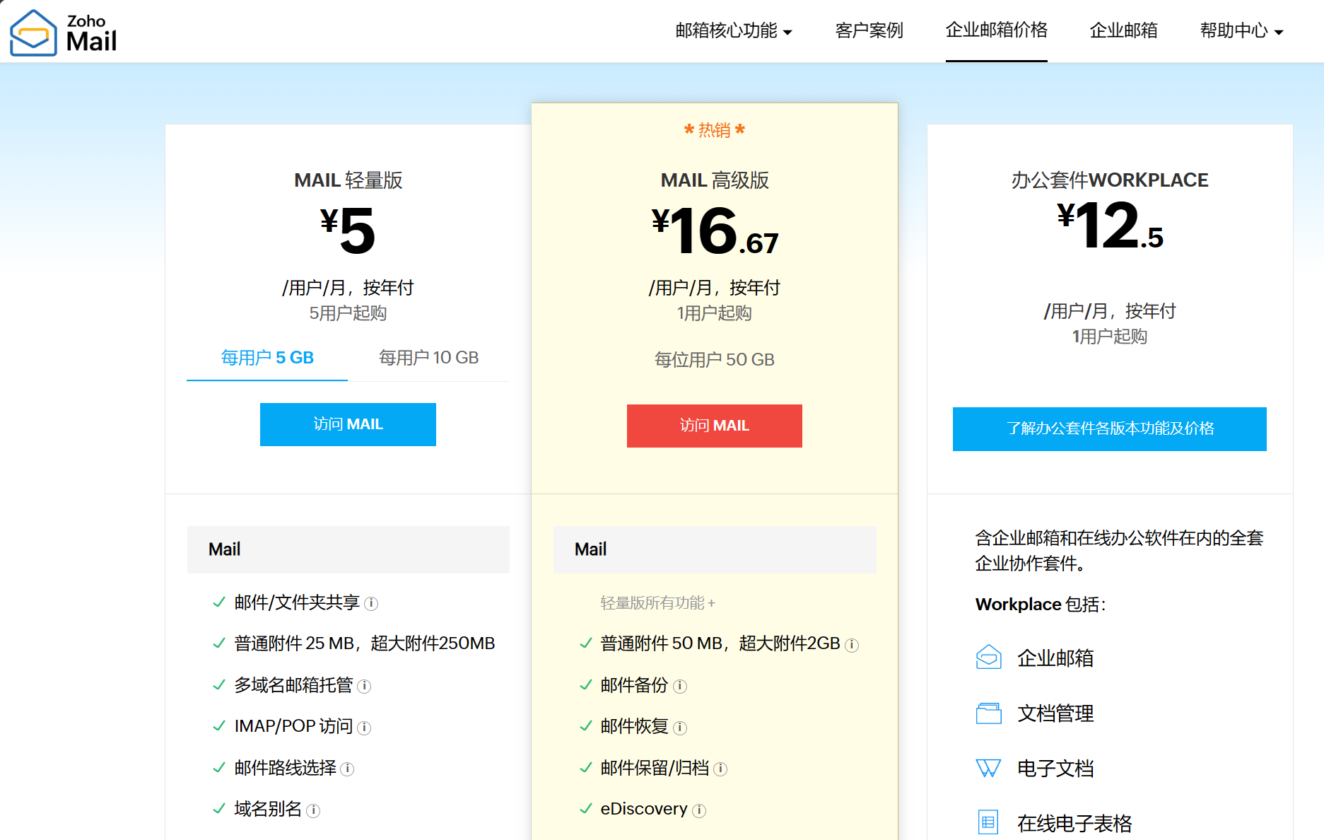 企业邮箱哪个性价比高？2024年国内五大企业邮箱功能、价格对比