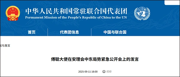 联合国安理会中东问题紧急公开会_中国常驻联合国代表傅聪大使_卡塔尔正式投诉以色列：违反国际公约