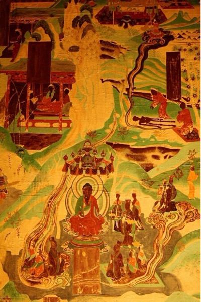 中国几千年来绘画艺术有着构图上的装饰性，这是一种优良的传统。早期的敦煌壁画，在人物布局形式结构上一脉相承，充分运用了对称、均衡、反复、重叠等手法。疏密有致、轻重适宜，在变化中寻求统一，在整体中又有冲突，从中展示出了壁画匠人高超的艺术技巧。