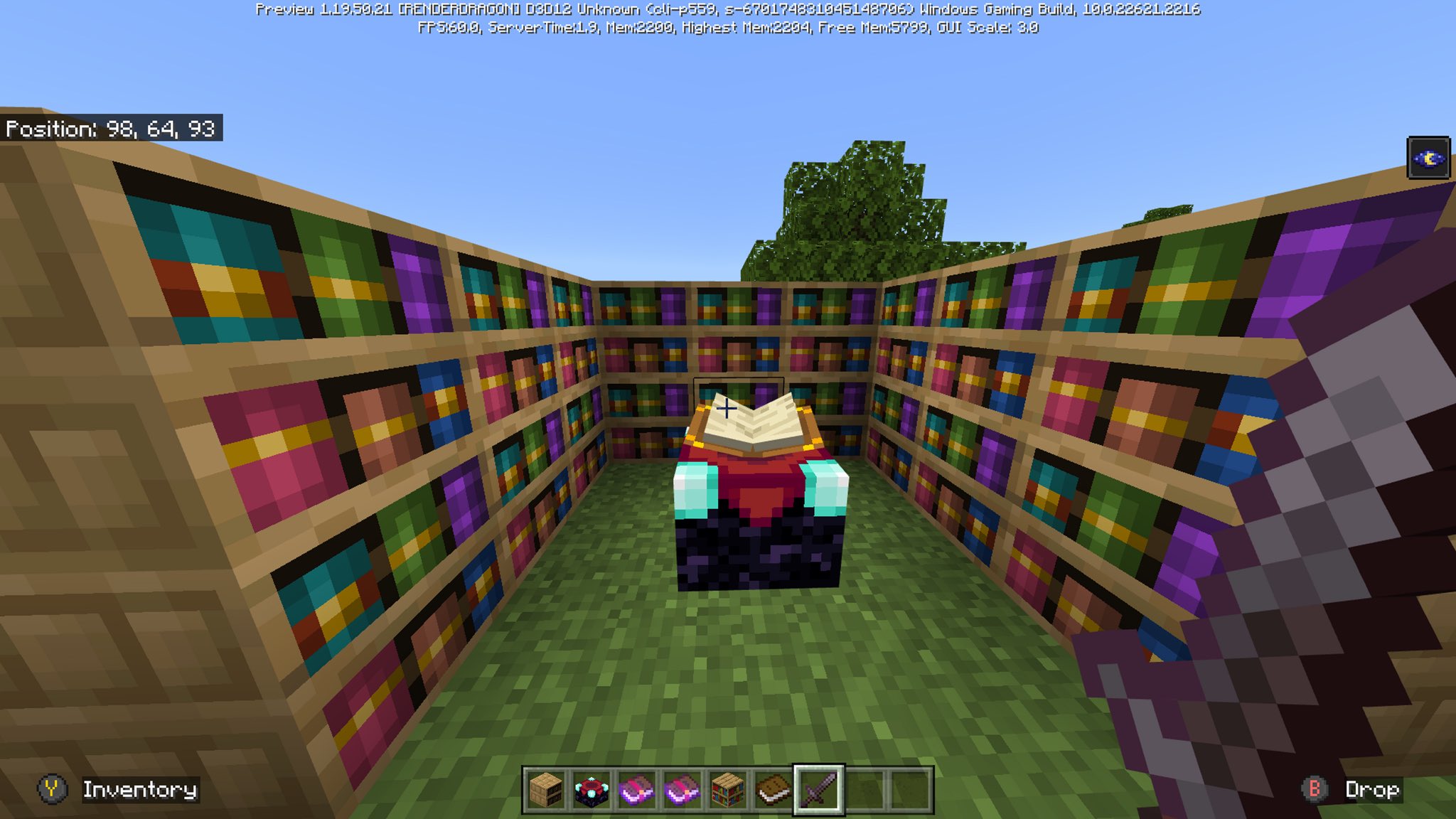 手机版我的世界附魔书怎么用视频_Minecraft 1.20雕纹书架特性_雕纹书架取书顺序问题