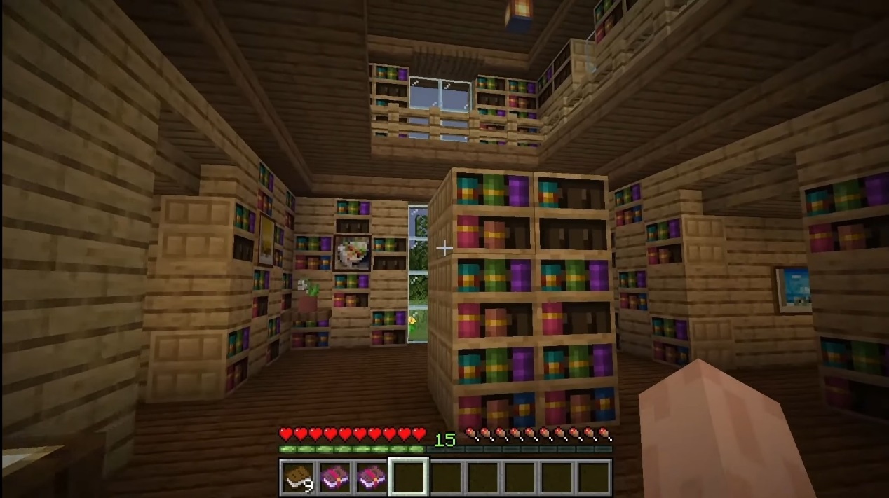 Minecraft 1.20雕纹书架特性_雕纹书架取书顺序问题_手机版我的世界附魔书怎么用视频