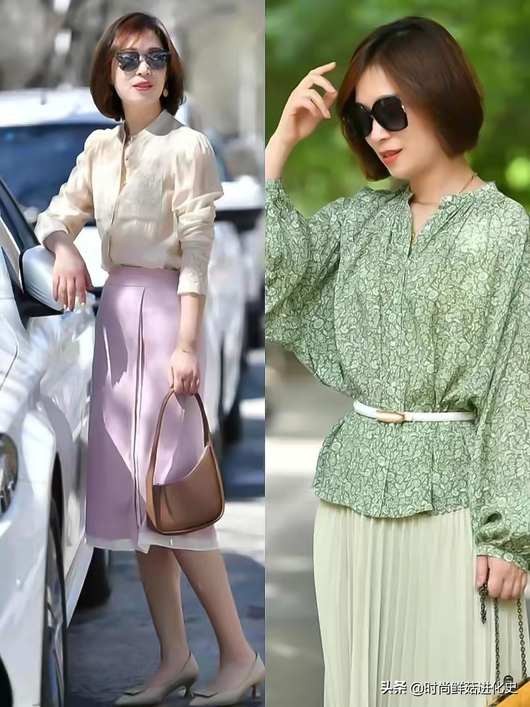 高档雪纺衫_60岁女性夏日穿搭_衬衫半裙搭配