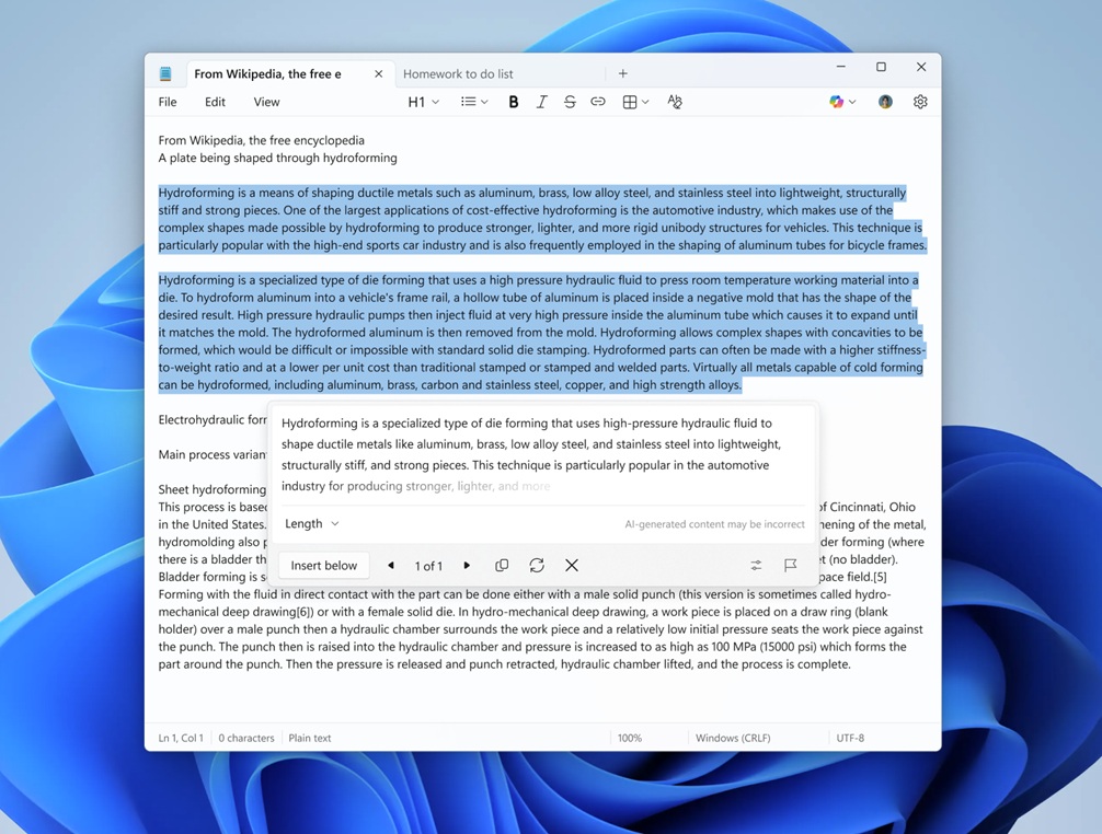 Windows 11记事本再升级 引入可选AI功能与富文本格式 