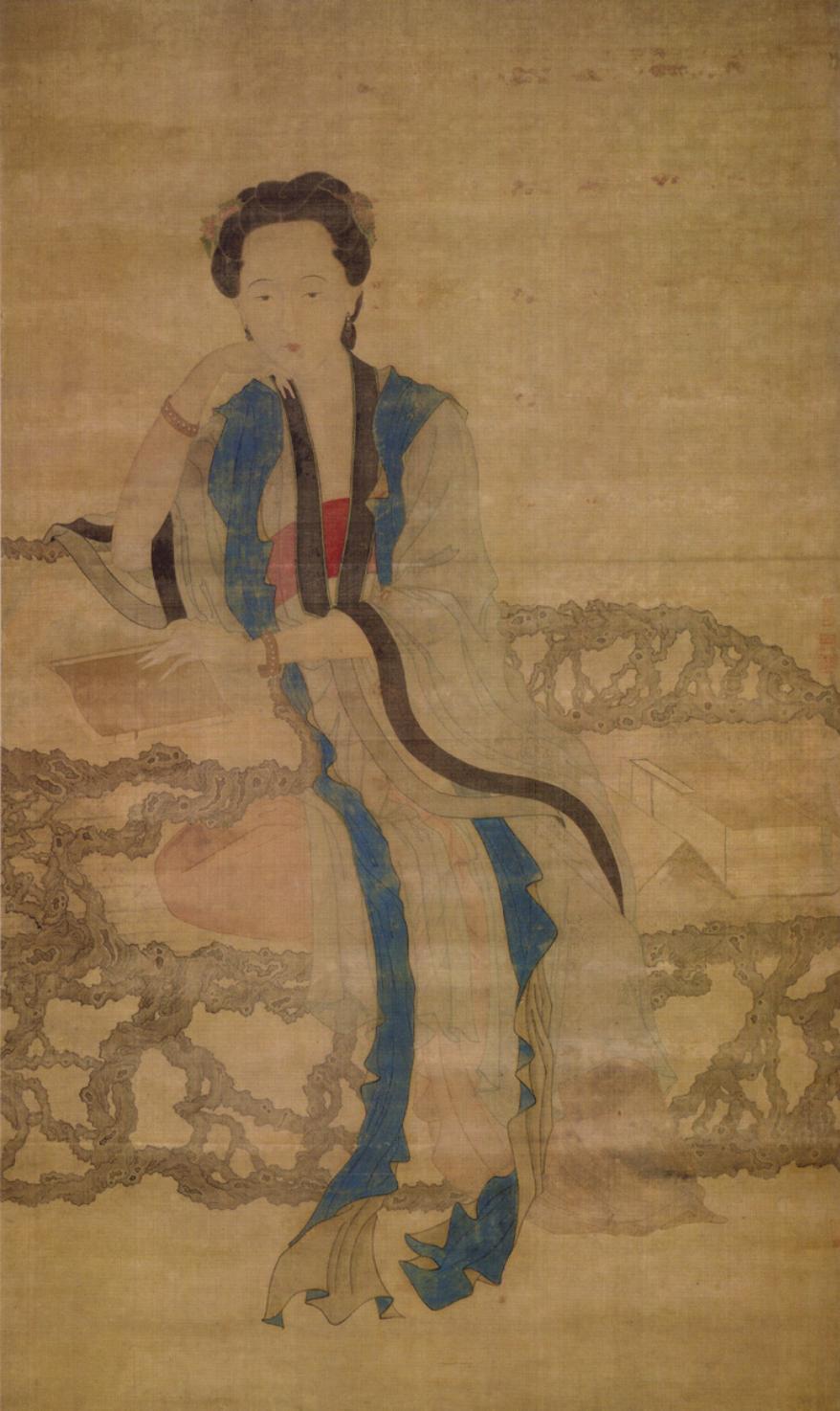 仕女画明末清初_佳人读书图_web freer download free