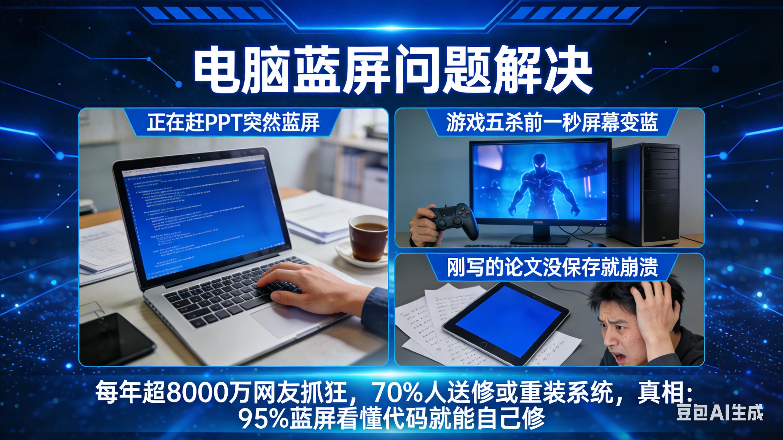 电脑蓝屏不用慌！8 种常见蓝屏代码对应解决方法，小白也能自己修