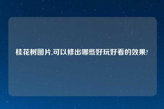 桂花树图片,可以修出哪些好玩好看的效果?