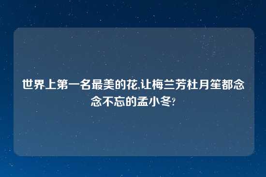 世界上第一名最美的花,让梅兰芳杜月笙都念念不忘的孟小冬?