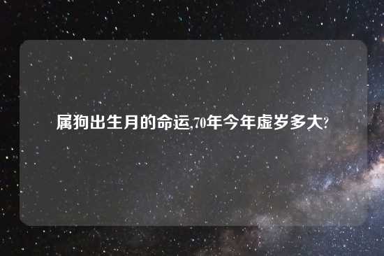 属狗出生月的命运,70年今年虚岁多大?