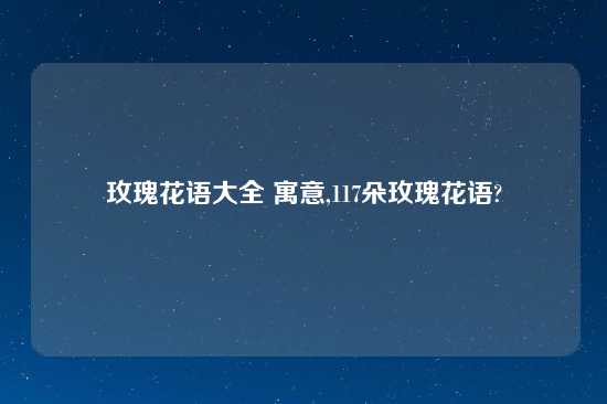 玫瑰花语大全 寓意,117朵玫瑰花语?