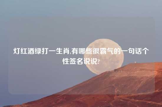 灯红酒绿打一生肖,有哪些很霸气的一句话个性签名说说?