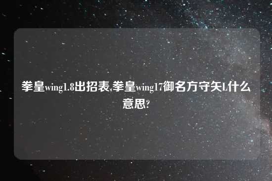 拳皇wing1.8出招表,拳皇wing17御名方守矢L什么意思?