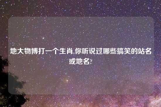 地大物博打一个生肖,你听说过哪些搞笑的站名或地名?