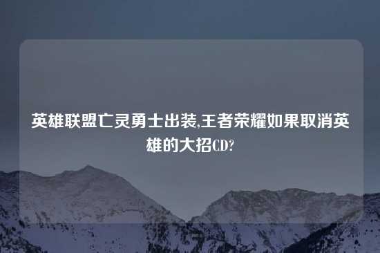 英雄联盟亡灵勇士出装,王者荣耀如果取消英雄的大招CD?