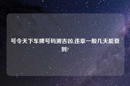 号令天下车牌号码测吉凶,违章一般几天能查到?