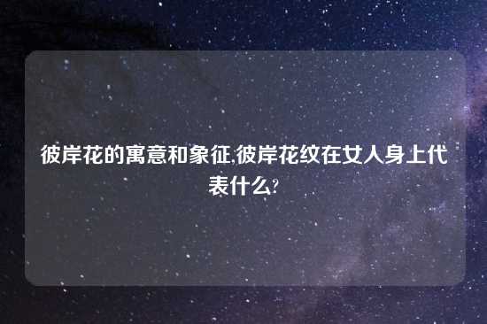 彼岸花的寓意和象征,彼岸花纹在女人身上代表什么?