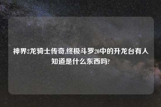 神界2龙骑士传奇,终极斗罗20中的升龙台有人知道是什么东西吗?
