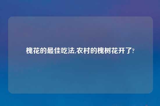 槐花的最佳吃法,农村的槐树花开了?