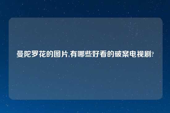 曼陀罗花的图片,有哪些好看的破案电视剧?