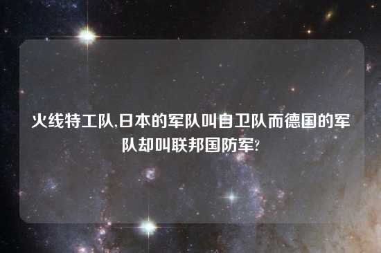 火线特工队,鬼子的军队叫自卫队而德国的军队却叫联邦国防军?