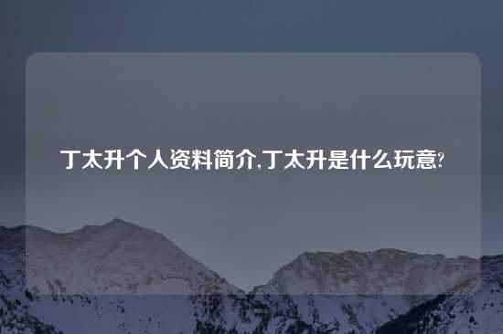 丁太升个人资料简介,丁太升是什么玩意?