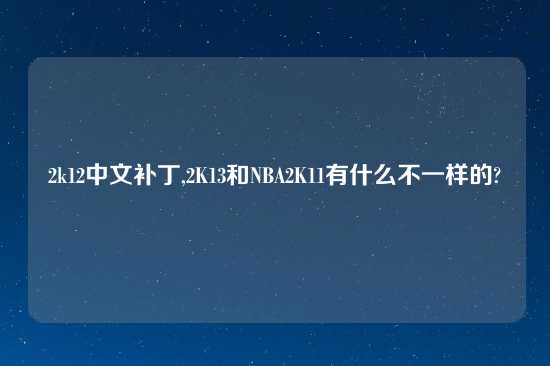2k12中文补丁,2K13和NBA2K11有什么不一样的?