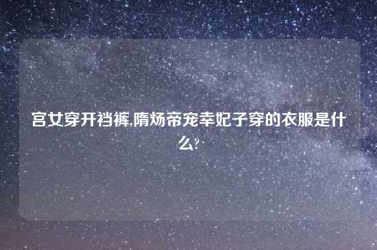 宫女穿开裆裤,隋炀帝宠幸妃子穿的衣服是什么?