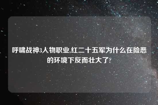 呼啸战神3人物职业,红二十五军为什么在险恶的环境下反而壮大了?