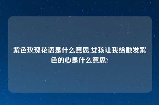 紫色玫瑰花语是什么意思,女孩让我给她发紫色的心是什么意思?