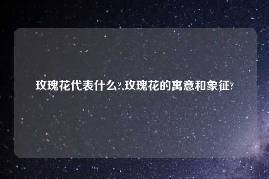 玫瑰花代表什么?,玫瑰花的寓意和象征?