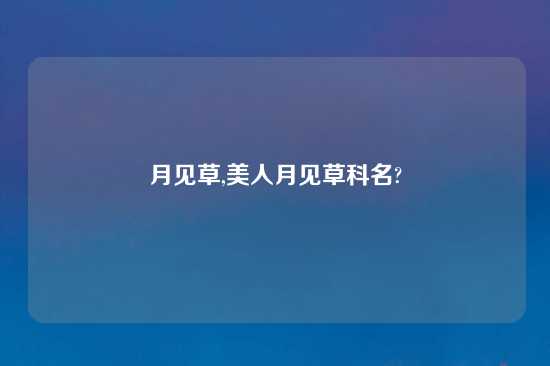 月见草,美人月见草科名?