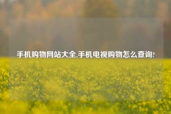 手机购物网站大全,手机电视购物怎么查询?