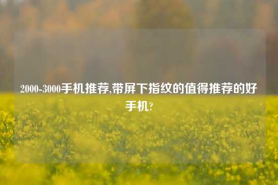 2000-3000手机推荐,带屏下指纹的值得推荐的好手机?