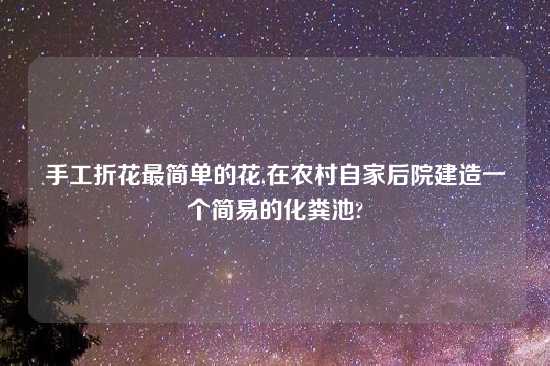 手工折花最简单的花,在农村自家后院建造一个简易的化粪池?