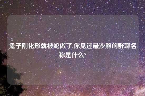 兔子刚化形就被蛇做了,你见过最沙雕的群聊名称是什么?