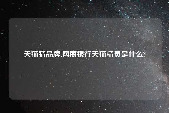 天猫猜品牌,网商银行天猫精灵是什么?